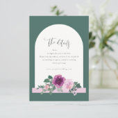 マゼンタピンクのバラの花の植物の緑の結婚式 エンクロージャーカード (スタンド正面)