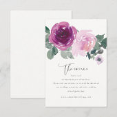 マゼンタピンクのバラの花 アイボリーの結婚式の詳細 エンクロージャーカード (正面/裏面)
