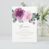 マゼンタピンクのバラの花 アイボリーの結婚式の詳細 エンクロージャーカード (スタンド正面)