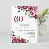 マゼンタピンクのバラの花 フローラルグリーナリー 誕生日 招待状 (スタンド正面)