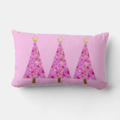 マゼンタピンクのフローラモダンクリスマスツリー ランバークッション (裏面)