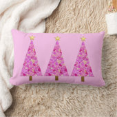 マゼンタピンクのフローラモダンクリスマスツリー ランバークッション (ブランケット)