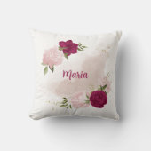 マゼンタピンクのフローラ クッション (正面)