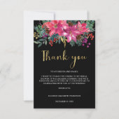 マゼンタピンクのポインセチアクリスマス ブライダルシャワー サンキューカード (正面)