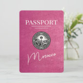 マゼンタピンクのモロッコのパスポート日付の保存 セーブザデート (スタンド正面)