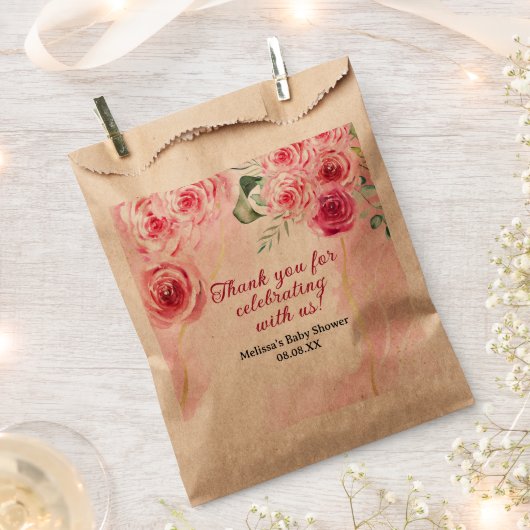 マゼンタピンクのローズクラフトブラウンのお気に入りバッグ フェイバーバッグ (クリップ留めされた状態)