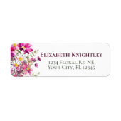 マゼンタピンクのワイルドフラワーのカラフルな庭の花 ラベル (正面)