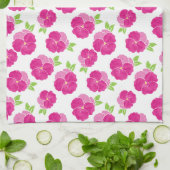 マゼンタピンクの水彩画 キッチンタオル (折り畳み)