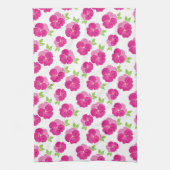 マゼンタピンクの水彩画 キッチンタオル (縦)