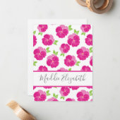 マゼンタピンクの水彩画 ノートカード (正面/裏面インサイチュ)