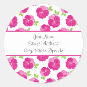 マゼンタピンクの水彩画 ラウンドシール (正面)