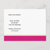 マゼンタピンクの熱帯葉のの結婚式の日付を保存 案内ポストカード (裏面)