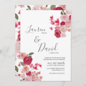 マゼンタピンクの結婚式招待状 招待状 (正面/裏面)