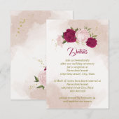 マゼンタピンクの花と緑の葉 エンクロージャーカード (正面/裏面)