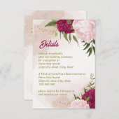 マゼンタピンクの花と緑の葉 エンクロージャーカード (正面/裏面)