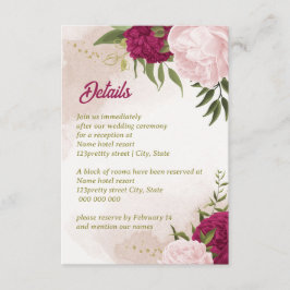 マゼンタピンクの花と緑の葉 エンクロージャーカード