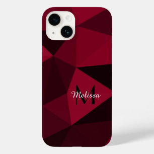 マゼンタピンクの赤い黒い幾何学パターンモノグラム Case-Mate iPhone 14ケース