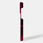 マゼンタピンクの赤い黒い幾何学パターンモノグラム iPhoneケース (左側面)