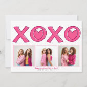 マゼンタピンクのXOXO ガレンティンズデーのハート写真 シーズンカード (正面)