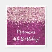 マゼンタピンクガールAny Age Birthday Party スタンダードランチョンナプキン (正面)