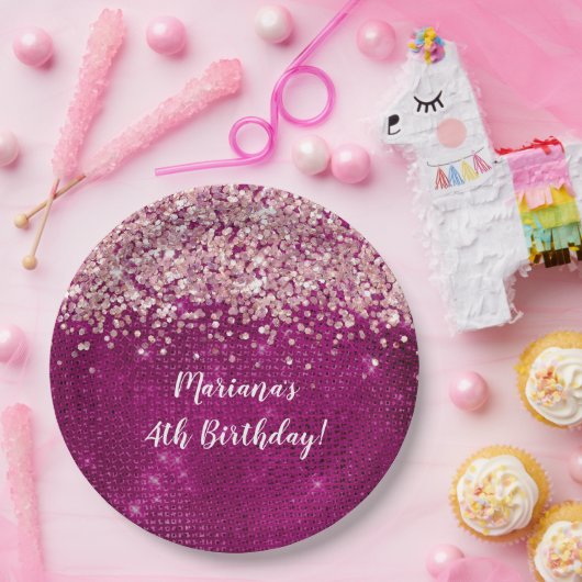 マゼンタピンクガールAny Age Birthday Party ペーパープレート (パーティー)