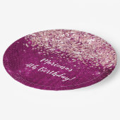 マゼンタピンクガールAny Age Birthday Party ペーパープレート (アングル)