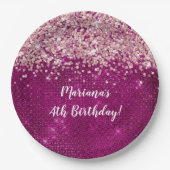 マゼンタピンクガールAny Age Birthday Party ペーパープレート (正面)