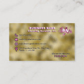 マゼンタピンククリーニングサービスロゴシャイニーゴールド箔 名刺 (裏面)