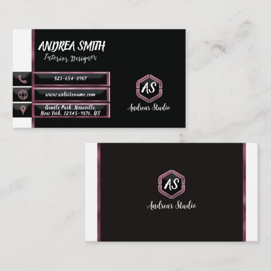 マゼンタピンクグラムミニマガーリーリストシモダンック 名刺 (正面/裏面)