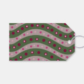 マゼンタピンクグリーンスプリングタイム水玉模様 パターン（の模様が）ある ギフトタグ (正面(横))