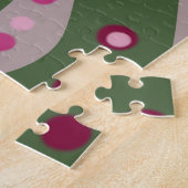 マゼンタピンクグリーンスプリングタイム水玉模様 パターン(の模様が)ある ジグソーパズル (側面)