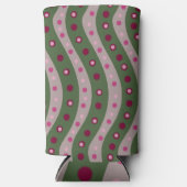 マゼンタピンクグリーンスプリングタイム水玉模様 パターン(の模様が)ある スリム缶クーラー (正面)