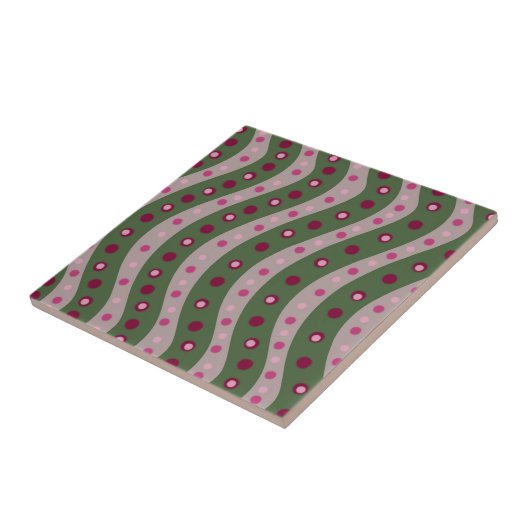 マゼンタピンクグリーンスプリングタイム水玉模様 パターン(の模様が)ある タイル (側面)
