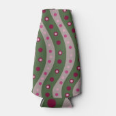 マゼンタピンクグリーンスプリングタイム水玉模様 パターン（の模様が）ある ボトルクーラー (正面)