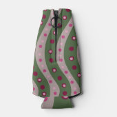 マゼンタピンクグリーンスプリングタイム水玉模様 パターン（の模様が）ある ボトルクーラー (裏面)