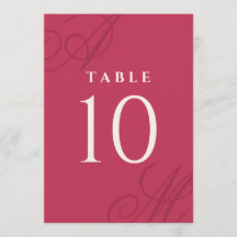 マゼンタピンクシンプル色エレガントモノグラムテーブル番号