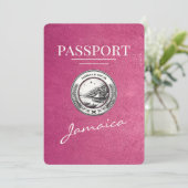 マゼンタピンクジャマイカパスポート日付の保存 セーブザデート (スタンド正面)