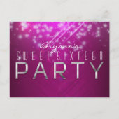 マゼンタピンクスパークルグラムクラブヴィーブパーティーポストカード インビテーションポストカード (正面)