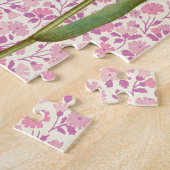 マゼンタピンクチューリップ花ヴィンテージアート ジグソーパズル (側面)