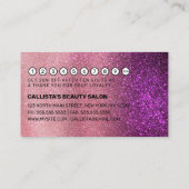 マゼンタピンクトリプルグリッターグラデーションタイポグラフィ ロイヤリティカード (裏面)