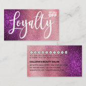マゼンタピンクトリプルグリッターグラデーションタイポグラフィ ロイヤリティカード (正面/裏面)