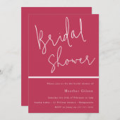マゼンタピンクトレンディーモダンブライダルシャワー 招待状 (正面/裏面)