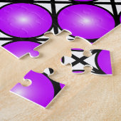 マゼンタピンクドット白黒格子パターン ジグソーパズル (側面)