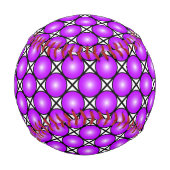 マゼンタピンクドット白黒格子パターン 野球ボール (裏面)