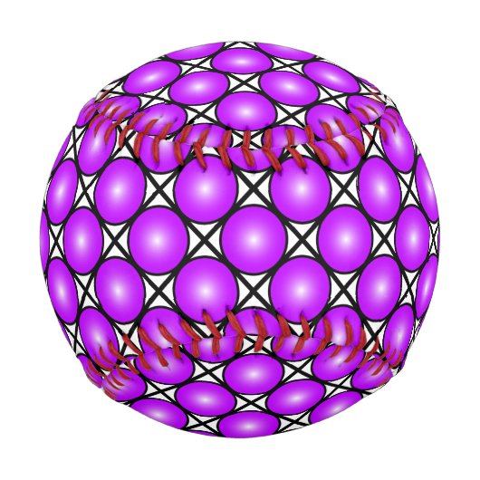 マゼンタピンクドット白黒格子パターン 野球ボール (正面)