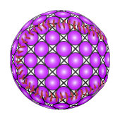 マゼンタピンクドット白黒格子パターン 野球ボール (正面左)