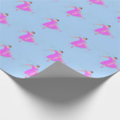 マゼンタピンクドレスのバレリナダンサー ラッピングペーパー (角)