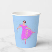 マゼンタピンクドレスのバレリナダンサー 紙コップ (裏面)