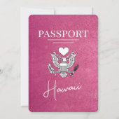 マゼンタピンクハワイパスポート結婚式招待状 招待状 (裏面)