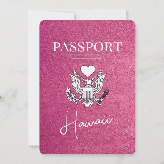 マゼンタピンクハワイパスポート結婚式招待状 招待状 (裏面)